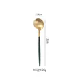 Cucchiaio da dessert in acciaio inox 304 verde e oro, peso 25g e lungo 13cm - Cucchiaino da Tè Verde Oro (Piccolo)