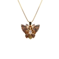 Gouden halsketting met vlinderhanger bezet met veelkleurige edelstenen - Vlinder Hanger / Goud Box-ketting