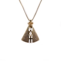 Golden necklace with crown pendant and saint figure featuring crystal rhinestones - Box Chain / White