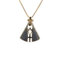 Golden crown necklace with blue zircon Nossa Senhora Aparecida pendant and cross - Box Chain / Blue