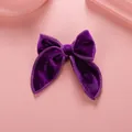 Barrette à cheveux nœud papillon en velours violet fait main avec un design en queue d'aronde - Violet foncé