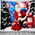 Weihnachtswandteppich mit Weihnachtsmann und Baum für festliche Zimmerdekoration - 150x130cm / Stil 3-Weihnachtsmann Zuckerstange
