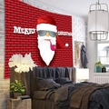 Christmas wall tapestry with cool Santa on red brick background for bedroom decor - Red Brick Wall Cool Santa