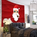 Christmas tapestry featuring cool Santa in sunglasses with red geometric pattern - Cool Santa