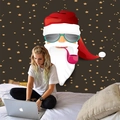 Arazzo natalizio con Babbo Natale moderno e stelle dorate per decorazione domestica - 150x130cm / Babbo Natale Cool con Stelle
