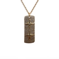 Collana dorata con pendente rettangolare e zirconi a micro-pavé con motivi a stella - Ciondolo a Croce con Catena a O Dorata