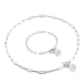 Set gioielli in acciaio argento con chiusura a T e ciondolo a sfera con cristalli - Set di Gioielli Color Acciaio (KS136626-Z)