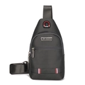 Men's minimalist black oxford chest bag with SPORT logo for casual outdoor activities - Grey 05
