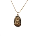 Goldene Buddha-Halskette mit schwarzen Zirkonia-Steinen auf einer eleganten Metallkette - Box-Kette Buddha-Gold