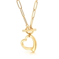Collana a catena a graffetta dorata con chiusura OT e ciondolo a cuore vuoto in oro - Collana Oro (KN115152-Z)