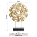 Goldenes Ginkgo-Blatt-Ornament aus Eisen mit 15 Blättern und schwarzem Sockel - Monstera Sichtschutz Ornament - 15 Blätter