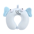 Light blue cartoon elephant U-shaped memory foam travel neck pillow with snap closure - Blue Elephant