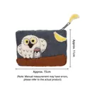 Handmade owl felt coin purse with zipper and night forest embroidery 15x11cm - Owl