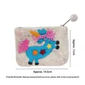 Handmade wool felt coin purse featuring a colorful unicorn embroidery and zipper - Unicorn