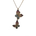 Gouden vlinderketting met kleurrijke zirkonia-steentjes op een fijne ketting - Box-ketting Vlinder / Goud