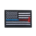 Tactical black USA flag embroidery patch with thin blue and red line details - Red Blue Line Fire Axe
