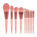 Professionelles 10-teiliges rosa Make-up-Pinselset mit Tierhaar und Bronze-Zwinge - 10er-Set
