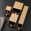 Brown kraft paper jewelry drawer box with black sponge lining and cream ribbon puller - Kraft Paper 7*9*3cm
