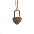 Gouden ketting met hartslot hanger, bezet met zirkoon en een ster-detail - Hartslot O-Ketting