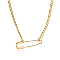 Collar con colgante de clip minimalista en acabado dorado sobre fondo blanco - Collar Dorado (01KC金DZ-580)