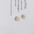 Minimalist gold hoop earrings featuring micro-set white cubic zirconia with hollow cross detail - 63# Hollow Round Cross