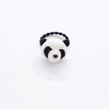 Cute panda plush hair tie with soft black and white fur on a beaded elastic band - Panda Head Hair Tie