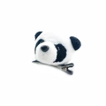 Cute plush panda hair clip with soft black and white fur on a silver metal alligator clip - Panda Head Hair Clip