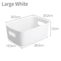 Large white minimalist plastic storage bin with handles and 30.5x20.2x12cm dimensions - Large / Large White