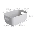Large grey rectangle plastic storage bin with handles and 30.5x20.2x12cm dimensions - Large / Large Gray