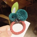 Elastico per capelli con coniglio in peluche verde scuro e fascia elastica - Coniglio di Peluche-Verde