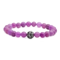 Bracciale da uomo in agata viola con ciondolo a croce in acciaio su sfondo bianco pulito - Viola