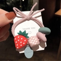 Elastico per capelli rosa con ciondolo a fragola e charm colorati per donne e ragazze - Frutta Carina-Fragola