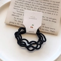 Set elastici per capelli in peluche neri ondulati su vassoio in ceramica e decori - Elastici a Onde 4pz-Nero