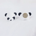 Cute panda plush brooch set with black and white fur showing front and back views - Panda Head Brooch