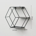 Mensola da muro esagonale nera in ferro, altezza 25 cm, con un design geometrico moderno - Esagono / Nero