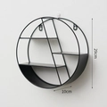 Mensola da muro circolare in ferro nero con tre ripiani, diametro di 29 cm - Rotondo / Nero