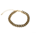 Dettaglio del bracciale a maglie cubane oro e nero con smalto malocchio e chiusura - Bracciale in smalto nero