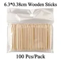 100-piece pack of 6.3cm double-headed orange wood sticks for professional nail art manicure - 6.3cm Wood Stick (100 Pcs/Pack)