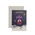 Navy blue 3D Christmas card with gold foil embossing and a matching gray envelope - Hollow Angel