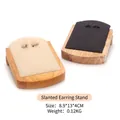 Wooden earring display stands with velvet panels in beige and dark grey finishes - Inclined Earring Stand / Off White