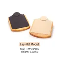 Wooden necklace display tray in dark gray and beige microfiber finish, 17.5x23x9cm size - Horizontal Necklace Bust / Off White