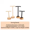 Wooden T-bar jewelry stands for earrings and necklaces in black velvet and beige leather - 2-Piece Earring Stand Set / Dark Gray