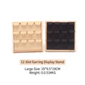12-slot wooden earring display stand in beige and black velvet finishes - 12-Slot Earring Display / Off White