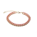 Dettaglio del bracciale a catena cubana rosa e oro con finitura smaltata e moschettone - Bracciale in smalto rosa