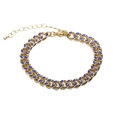 Detalle de pulsera de cadena cubana dorada con esmalte azul y cierre de langosta - Estilo Esmalte Azul Oscuro / Pulsera de esmalte azul