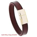Bracelet en cuir marron avec fermoir magnétique en alliage doré, longueur 20,5 cm - 20.5CM / Fermoir en Alliage Doré