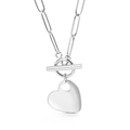 Collana a catena silver con chiusura a T e grande pendente a cuore in acciaio al titanio - Collana Acciaio (KN115154-Z)
