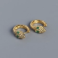 Orecchini a cerchio a serpente in argento S925 dorato con pietre verdi negli occhi - Oro (Occhio in Zirconia Verde)
