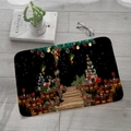Christmas flannel absorbent doormat with reindeer and Xmas tree pattern on black background - 40x60cm / SDJ2D-Black Forest