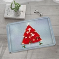 Christmas flannel absorbent door mat with red origami tree and blue snowflake pattern - 40x60cm / SDJ4D-Light Blue Origami